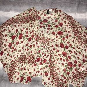 H&M Rose patterned kimono cardigan